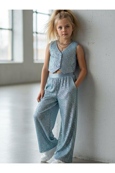 Zekids Κοριτσίστικο Σετ Παντελόνι και Γιλέκο με Λάμψη