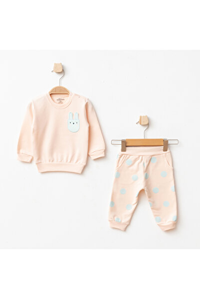 Aziz Bebe Baby Girl Animal Patterned 100% Cotton Sweatshirt Pants 2-Piece Top...