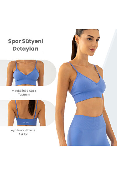 Kadın Dikişsiz Ayarlanabilir İnce Askılı V Yaka Destekleyici Sporcu Sütyeni Yoga ve Fitness Bra
