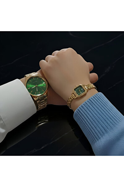 Qulothes Sevgili Çift Saati Set Lüks Çelik Kordon Special Lover + 2 Adet Yede...