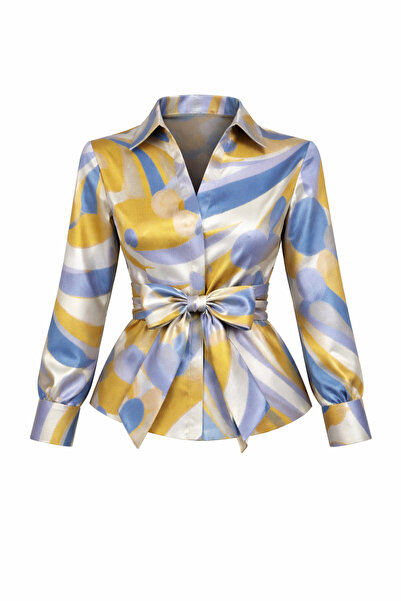 MERT ERKAN Mobile Belted Taffeta Stylish Shirt