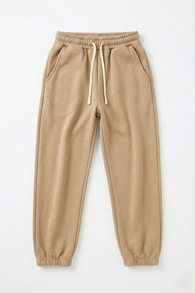 Mnk Baby&Kids Pamuklu Jogger Şardonlu 3 iplik Eşofman Alt MNK0645 BEJ