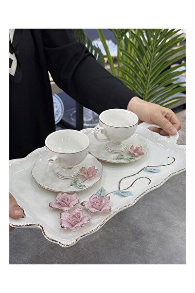 Doğudeko Avery 2-Piece Porcelain Cup Set with Tray