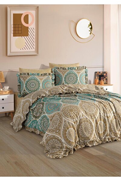 Uçkan home Cotton Ruffled Double Duvet Cover Set--Palace Pattern