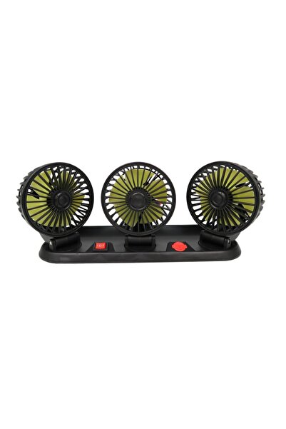 ZanaCasei Ventilator auto triplu 12V, capete rotative la 360°, înălțime regla...