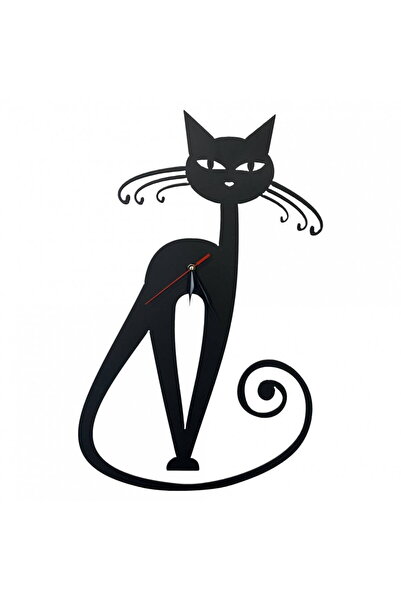 Vivatechnix Ceas de perete, metal, Krodesign Black Cat-1, diametru 60 cm