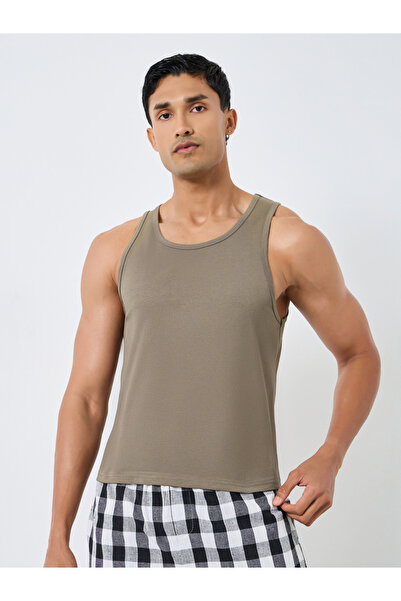 Styli Men Olive Cotton Tank