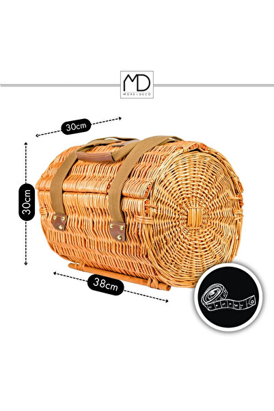 Other Set elegant de coșuri de picnic din răchită pentru două persoane, izolate