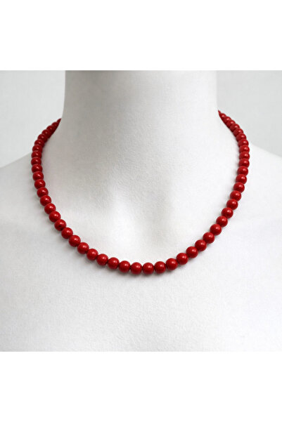 Tasarım Red Coral Natural Stone Pendant – Handmade Minimal Necklace with 316L...