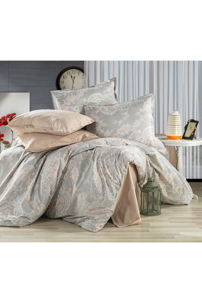 Alena Home Style 100% Cotton Patterned Double Duvet Cover Set (With Elastic S...