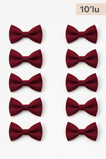 DaphKids 10-Piece Unisex Elastic Children's Bow Tie for Ages 1-9 - Claret Red