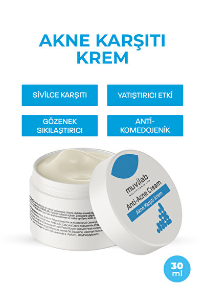 muvilab ve Akne Gözenek Siyah Nokta Karşıtı Krem Yağlı Karma Ciltler İçin Nem...