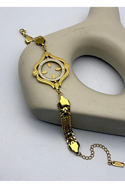 BİJU YILMAZ سوار ربع بتصميم حجر الذهبي الصلب - 26blk15