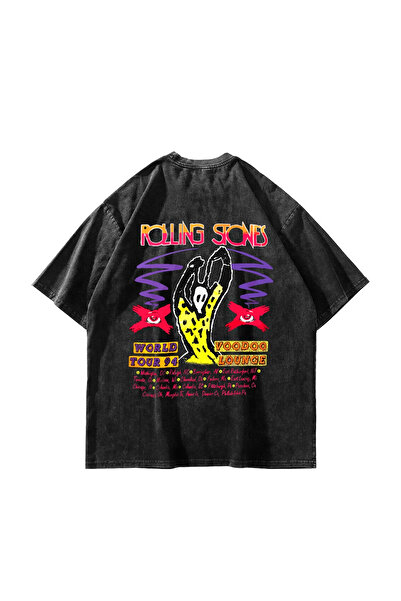 Sekizbiraltı Rolling Stones Voodo Lounge Printed Oversize Unisex Washable Bla...