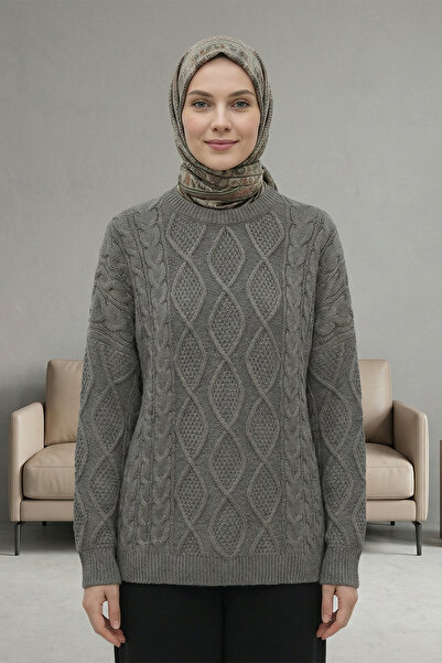 FERHEL Women's Honeycomb Pattern Crew Neck Knitted Patterned Knitwear Sweater...