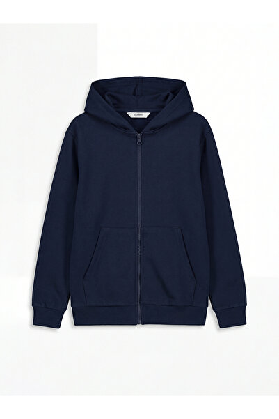 LC Waikiki سويت شيرت بسحّاب للأولاد من مجموعة إلسيفا باللون الأزرق الداكن