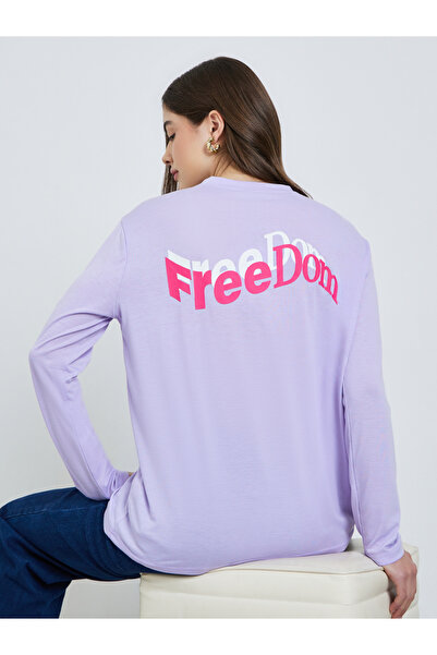 Styli Purple Slogan Long Sleeve T-Shirt
