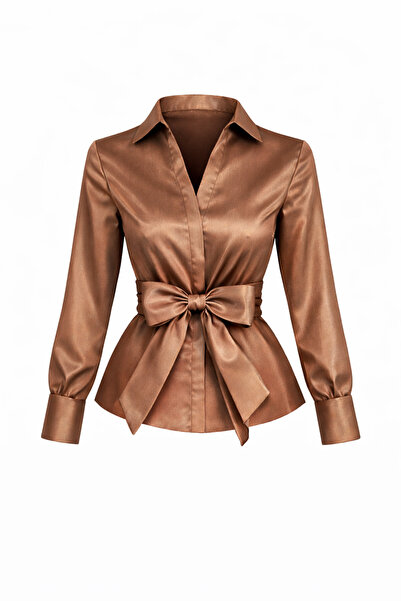 MERT ERKAN Mobile Belted Taffeta Stylish Shirt