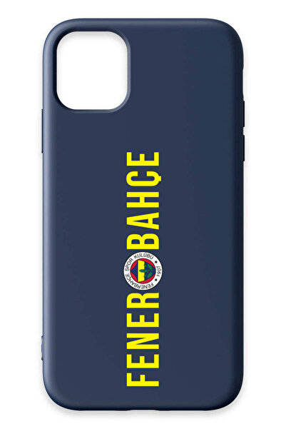 Fenerbahçe iPhone 11 Uyumlu Dikey Yazı Lacivert Silikon Lisanslı Telefon Kılıfı