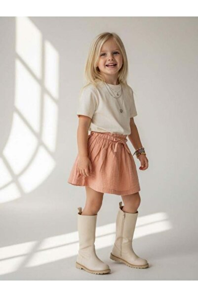 Zekids Girl's Skirt with Glitter Effect and Elastic Waist