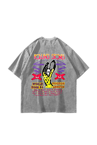 Sekizbiraltı Rolling Stones Voodo Lounge Printed Oversize Unisex Washable Whi...