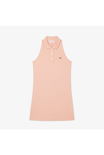 Lacoste Kadın Slim Fit Kolsuz Polo Yaka Pembe Elbise