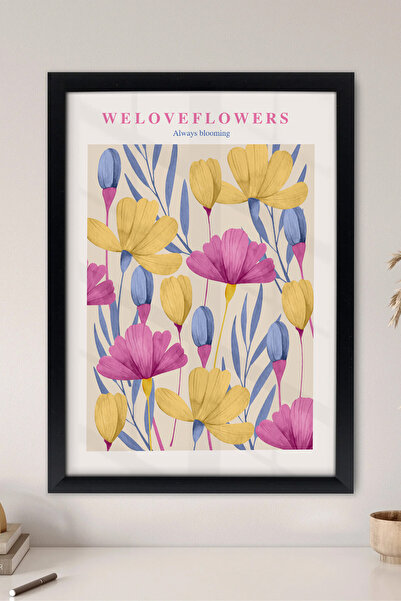 Gift Wrap Çerçeveli Tablo 30x40 Bohem, Çiçekli, Minimalist Soyut