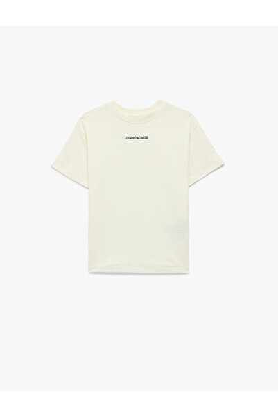 Koton Βαμβακερό κοντομάνικο μπλουζάκι με στάμπα και λαιμόκοψη ποδηλάτου, over...