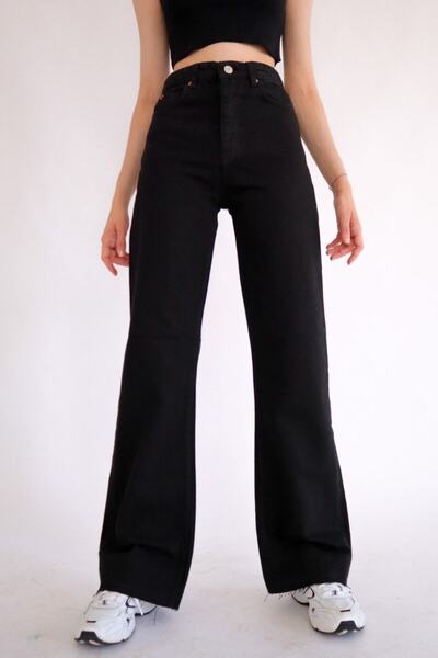 ByCukurovaFrango Carry Women's Black Super High Waist Wide Wide Leg Jeans - W...