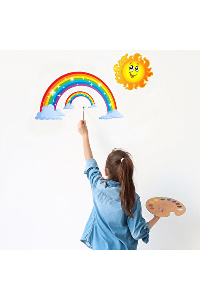 MaffStuff Decorative sticker rainbow with sun 30x30 cm