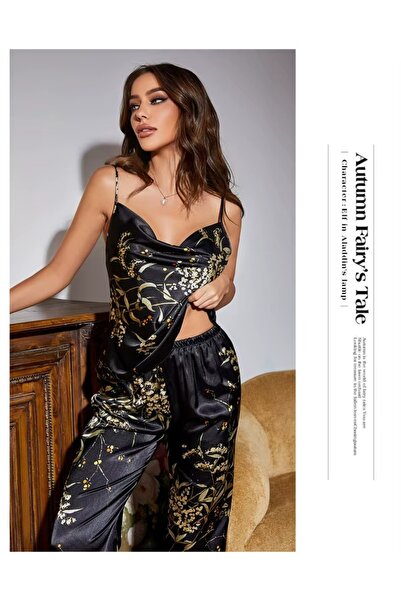 Ece's Desing Set de pijamale pentru femei cu aspect de satin și mătase – Luxo...