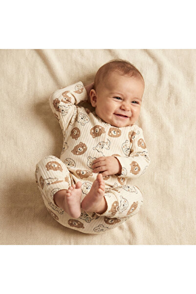 Süpermini Spotted Teddy Bear Cuffed Baby Romper – 100% Cotton, Soft and Adora...