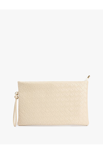 Koton Örgü Desenli Fermuarlı Suni Deri Clutch Çanta