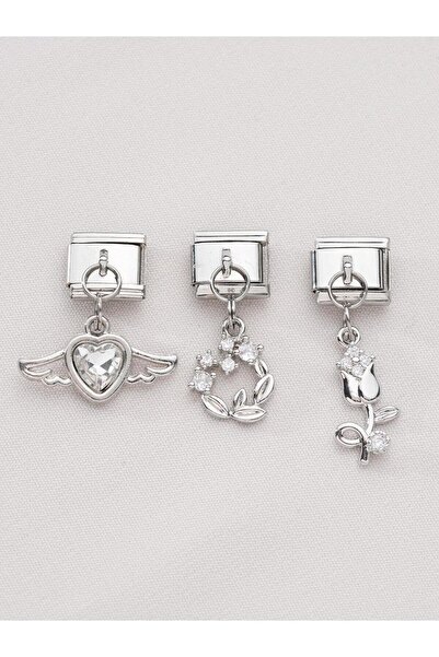 Zuum Accessories Triple Stone Figures-Character Series Steel Italian Charm Co...