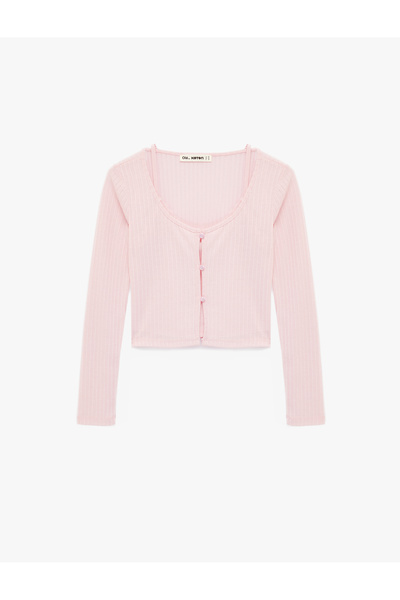 Koton Slim Fit Uzun Kollu Düğmeli Atletli Bisiklet Yaka Kaşkorse Tişört