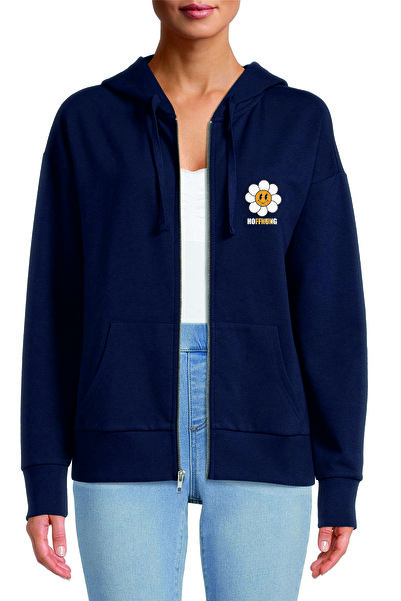 HOFFNUNG Unisex Cotton Oversize "Sun Flower" Printed Hooded Collar Comfortabl...