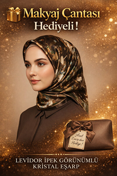 Levidor 90X90 Silk-Look Black - Brown - Gray Crystal Scarf – Non-Slip Twill S...