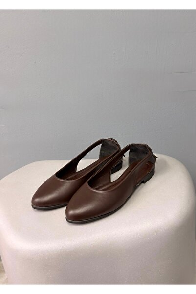 Beyond Women's Brown Open-Side Bow Leather Ballerinas 1.5cm Byndi̇mj01
