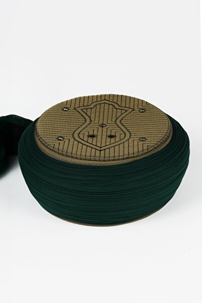 Sarıkhane غطاء رأس للصلاة - قماش أخضر - غطاء رأس أخضر - غطاء رأس دائري - نالي...