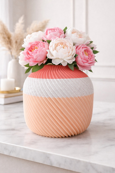 ALFA3DBASKI Helix spiral tasarım 3d baskı özel tasarım karışık renkli vazo