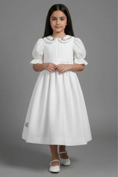 Alesaei-mondo tondo (Girls' Royal White Evening Dress S01278)