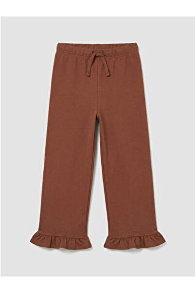 LC Waikiki Brown Girls' Ruffled Cuffed Sweatpants
