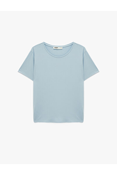 Koton قميص نوم أساسي من الفيسكون بأكمام قصيرة وياقة دائرية