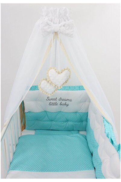 PRICHINDEL Canopy with Heart Decorations and Cream Lace, 300x160cm