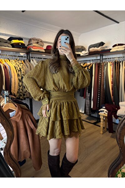 HANDAN GEDİK STUDİO Arkadan Bağlamalı Vatkalı Kuşaklı Mini Elbise