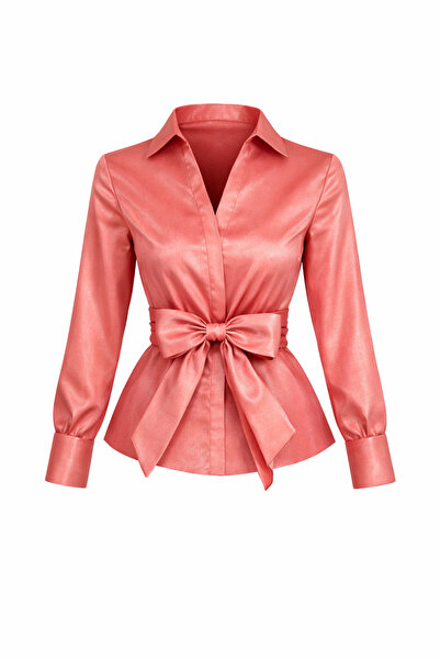 MERT ERKAN Mobile Belted Taffeta Stylish Shirt