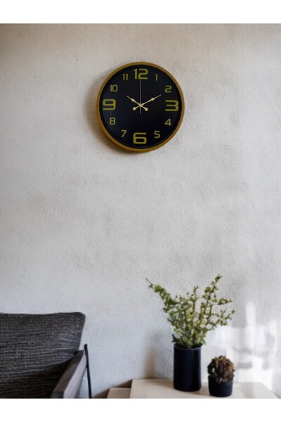 Lunaev ساعة حائط بأرقام ذهبية بني مقاس 36 سم