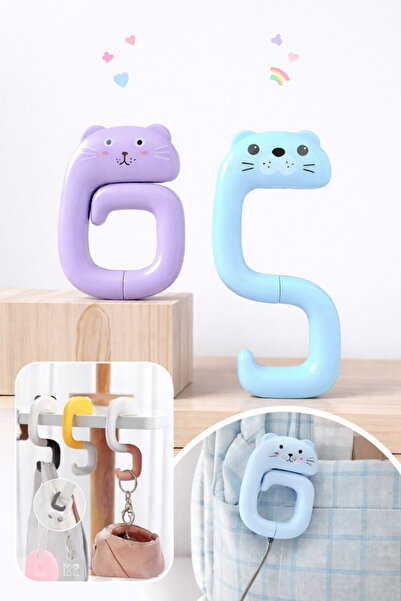 BEYZANA Mobilya Askı Çanta Şapka Kablo Sevimli Hayvan Figürlü Katlanabilir Kanca