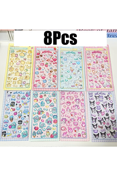 Choice1 8Pcs 1/8Pcs 3D Sanrio Stickers Sanrio Kuromi Phacco Hellokitty My Mel...