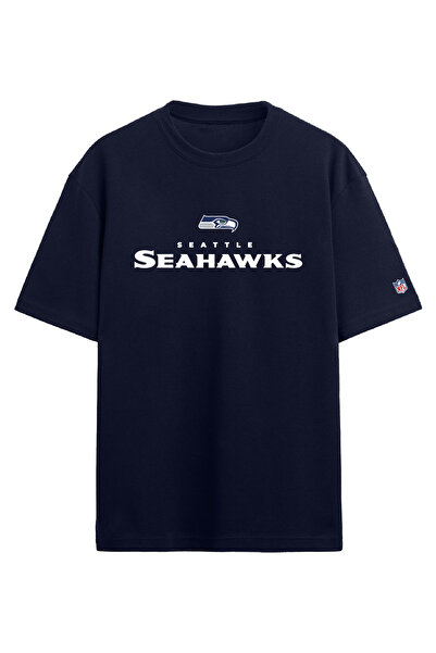 BA Sportswear Seattle Seahawks Football Navy Blue Oversize T-Shirt